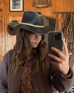 Custom Genuine Leather Cowboy <b>Hat</b> Wide Brim Embossed Monogram Outdoor <b>Western</b> Ranch Riding <b>Hat</b> Unisex Adult Spring Autumn - Product Image 5