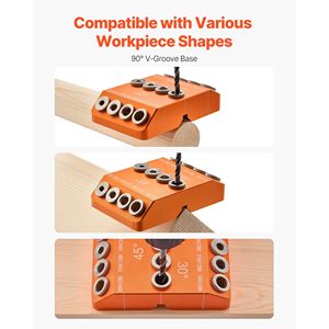 Guida di Precisione Portatile per Trapano, Angoli 30/45/90 Gradi, 4 Misure per Fori Orizzontali Angolati, Piloni e Boccole di Guida - Product Image 2
