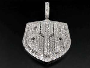 Pendentif personnalisé taille baguette émeraude, serti de diamants de laboratoire, en argent 925 massif, or véritable 10K, testeur d'or, style Hip Hop, or blanc, bijoux en diamant - Product Image 3