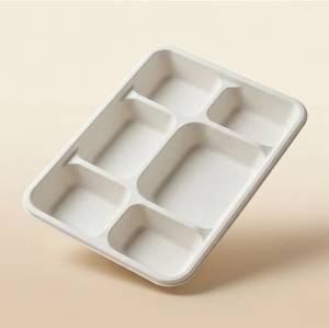 Bulk Supply Modern Oceanic Global <b>Pulp</b> Moulded Disposable 5CP Meal Tray Lid Sustainable Food Packaging for Hotels Cafes Cloud - Product Image 1