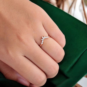 Anillo Delicado Curvo con Circonita Cúbica de Diseño Único, Plata de Ley 925, Oro Rosa, Anillos de Boda, Aniversario, Promesa Nupcial, Joyería - Product Image 5