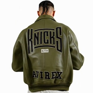 Chaqueta de Cuero Naranja de los New York Knicks para Hombre, Estilo Urbano, Chaqueta Bomber Universitaria, Ropa Deportiva Premium del Equipo de Baloncesto - Product Image 6