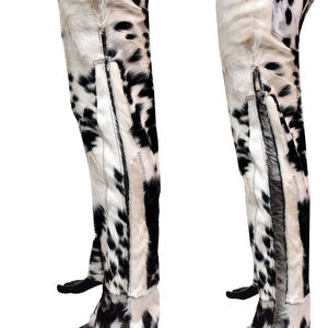 Pantalon en cuir de vachette naturel personnalisé, coupe régulière, haute qualité, streetwear, taille haute, style motard, pour hommes et femmes - Product Image 4