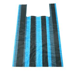 Sacs de t-shirts en plastique à rayures personnalisées pour détaillants haut de gamme - Product Image 3