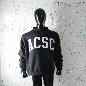 BLACK <b>Mock</b> <b>Neck</b> Sweatshirt 100% Cotton WHITE Applique Embroidery wide <b>neck</b> Sweatshirt Finer Threads - Product Image 4