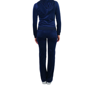 Women Navy Blue Breathable Lightweight Hooded Tracksuit Full Length Sleeve Side Pockets Regular Fit Casual Autumn Wear Solid - Product Image 4