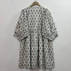 Vestido Casual Midi para Mujer, 100% Algodón Tejido, Estampado Floral, Liso, Manga Corta, Cintura Imperio, Estilo Babydoll, Oversize, Cuello en V, Holgado - Product Image 2