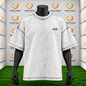 Camiseta de mezclilla blanca para hombre, estilo lavado ácido, oversize, streetwear, con costuras en contraste negras y bordado, unisex, venta al por mayor - Product Image 1