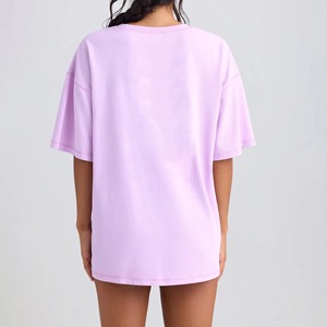 T-shirts en coton oversize vierges pour femmes avec logo personnalisé, respirants, style streetwear d'été, vente en gros, chemises décontractées pour femmes B2B - Product Image 6