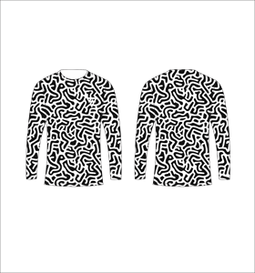Men Grey <b>White</b> Abstract Doodles Long Sleeve T Shirt Curved Lines Pattern Crewneck <b>Tee</b> Casual Streetwear Tops Gym Training Active - Product Image 3
