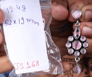 Antique Silver Plated Brass Monalisa Pink Stone Trendy Lovers Drop Earrings Women | Ethnic Handmade Anniversary | Bulk Wholesale - Product Image 2