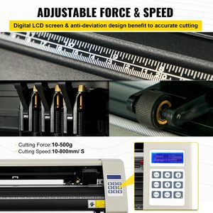 Máquina de corte de vinilo de 28 pulgadas con fuerza y velocidad ajustables, pantalla LCD, alimentación de papel, plotter de corte, impresora y sistema Windows - Product Image 4