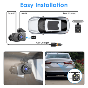 Cámara para Auto de 3 Canales 1080P Full HD con Cámara Frontal de Gran Angular de 140 Grados, Cámaras Traseras Interiores de 480P y Cobertura de 360 Grados - Product Image 4
