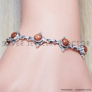 กำไลข้อมือเงินแท้ 925 ประดับพลอยอาเวนทูรีน งานแฮนด์เมดคุณภาพสูง ขายส่ง - Product Image 2