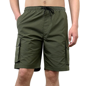 Elegant Look Cargo Shorts For Men's Breathable Quick Dry <b>Elastic</b> Mid Solid Pattern High Street Style Gym Running Outdoor Pockets - Product Image 1