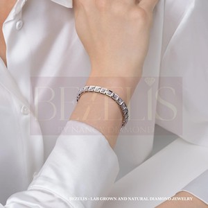 Pulsera de tenis con diamantes cultivados en laboratorio, corte redondo, chapada en oro amarillo, estilo pulsera de pulgadas, joyería fina ética certificada - Product Image 3