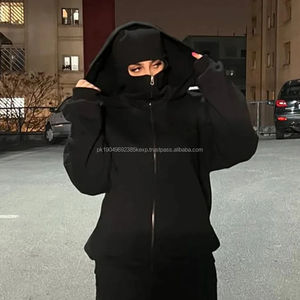 OEM Unisex <b>Zipper</b>-Up Balaclava Hoodie Integrated Thick Fleece Face Mask Custom Logo Winter Pullover for Men Women Streetwear - Product Image 2