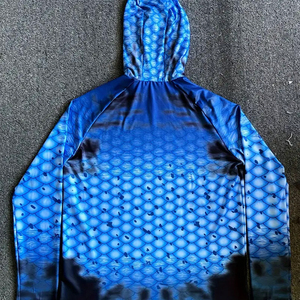 Sweat à capuche de pêche pour homme, imprimé écailles de poisson bleues, manches longues, sublimation, séchage rapide, UPF 50, polyester, pull-over - Product Image 5