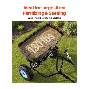Spargitore da Giardino Trainabile con Capacità di 130 LBS, 30 Impostazioni Regolabili, 9,8 Piedi di Larghezza, 13 Pneumatici per Spargimento Fertilizzante - Product Image 3