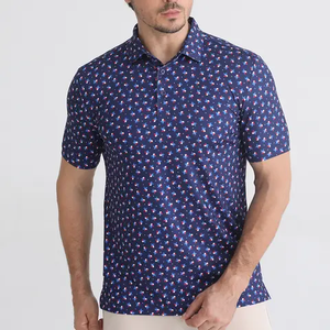 Polo à manches courtes imprimé pour homme, coupe classique, décontracté, 100% coton popeline respirant, motif imprimé, vente en gros, 100% polyester - Product Image 5