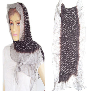 Écharpe longue en coton, lin et soie pour femme, motif Bandhani, style ethnique, imprimé sérigraphié en polyester, à rayures tie-dye, collection printemps - Product Image 2
