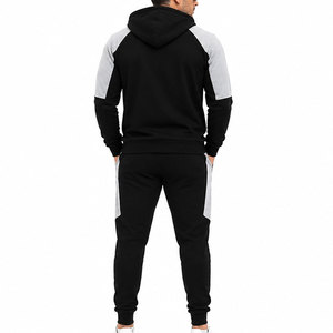 Survêtement streetwear noir uni pour homme, motif uni, 100% coton, écologique, coupe-vent, respirant, polyvalent, mode vintage - Product Image 2