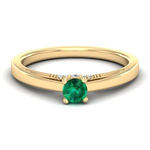 Anillos de compromiso REYES de alta calidad en oro sólido de 14K con diamantes para mujer, corte redondo, esmeralda, anillo de joyería fina para boda - Product Image 6