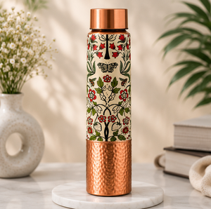 Vaisselle de voyage portable en cuivre émaillé imprimé motif papillon floral, édition premium, design traditionnel - Product Image 1