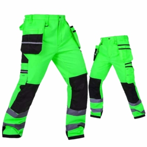 High Visibility Reflective <b>Work</b> Pants Men Safety Construction Cargo <b>Trousers</b> Multi Pocket Durable Neon Green Workwear <b>Trousers</b> - Product Image 6