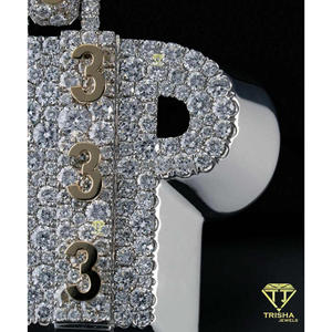 Colgante Personalizado con Iniciales MR 333 con Diamantes Moissanite VVS Engastados a Mano en Plata de Ley 925, Joyería Hip Hop Personalizada - Product Image 3