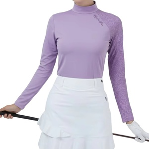 Custom Logo Floral Turtleneck <b>Golf</b> <b>Top</b> UV Protection Breathable Knitted <b>Long</b> <b>Sleeve</b> OEM/ODM Low MOQ Service Ready Ship 2025 - Product Image 1