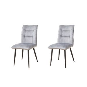 Set di sedie da pranzo moderne in 2 pezzi, sedili imbottiti in morbido velluto con struttura in ferro, colore grigio chiaro senape - Product Image 2