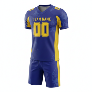Uniforme de football américain en gros, couleur personnalisée, impression par transfert thermique, respirant, manches courtes, unisexe, adulte - Product Image 2
