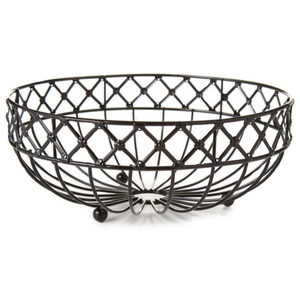 Twisted Round Iron <b>Wire</b> Black <b>Storage</b> <b>Basket</b> With Hollow Design For Home Kitchenware Organizer In Competitive Price - Product Image 3