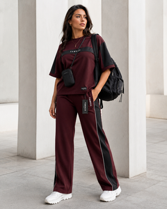 Ensemble de survêtement pour femme Fawkes, col rond, manches courtes, couleur unie, respirant, vêtements de sport décontractés avec poches latérales et taille élastique - Product Image 5