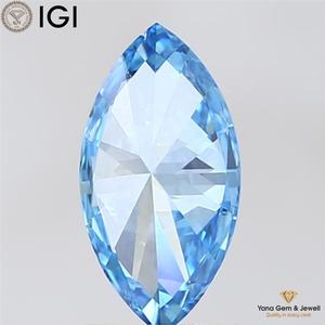 เพชรทรงมาร์คีส์ 1.50 กะรัต สีฟ้าสดใสแฟนซี ความสะอาดระดับ VS2 ผลิตด้วยวิธี CVD ได้รับการรับรองจาก IGI เหมาะสำหรับทำแหวนตามสั่ง - Product Image 4