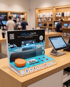 New Design Acrylic Speaker Countertop Display <b>Stand</b> LCD Video <b>Screen</b> Customizable Size Color Artful Cosmos Brand for Retail Shop - Product Image 3