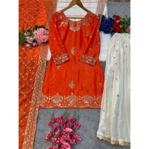 Diseñador DE LA Mujer Party Wear Top Plazzo Fancy Dupatta Set - Product Image 1