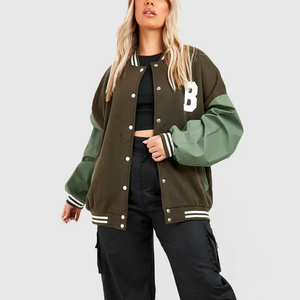 Blouson universitaire classique personnalisé pour homme, style urbain, camouflage printanier, avec design de manches personnalisé et position du logo sur le devant - Product Image 1