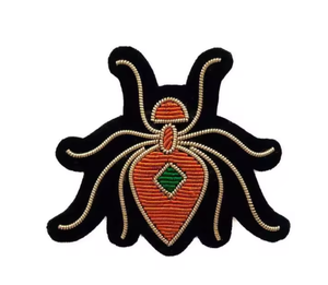 Luxury Hand-Embroidered 3D Floral and Ornate Motif badge- Custom Beadwork Bullion <b>Wire</b> Brooch Collection - High-End Fashion - Product Image 2