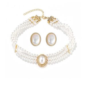 Conjunto de Collar y Pendientes de Perlas con Baño de Oro de Lujo Exagerado para Regalo de Boda, Accesorios de Moda - Product Image 4