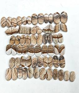 Cabujón de jaspe con imagen natural par de piedras preciosas de corte ovalado a juego sueltas Parte posterior plana lote al por mayor imagen cabujón de jaspe - Product Image 3