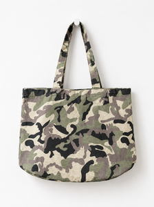 Grand sac fourre-tout en toile de coton camouflage vert avec bandoulière, réutilisable pour les courses et l'usage quotidien - Product Image 2