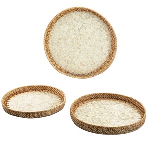 Plateau de service en rotin de haute qualité, décor de maison, combinaison de plateau de serpillière en nacre fait à la main, vietnamien - Product Image 2