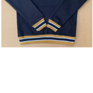 Alpha Unisex Embroidered Crewneck Hoodie Navy Gold Letter Preppy Style Regular Fit <b>Pullover</b> Pocket Anti-Pilling Winter - Product Image 6