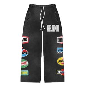 OEM personalizado Unisex desgastado cremallera completa apilado acampanado chándal ácido lavado impreso pantalones de chándal con capucha conjunto de talla grande para el invierno - Product Image 3