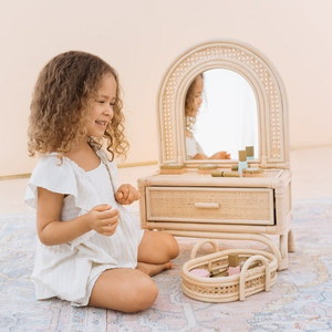 Kid dressing table different designs for sale preschooler dress up <b>vanity</b> rattan make-up desks - Product Image 5