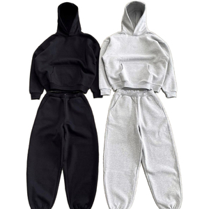 YuKaiHe High Quality 330GSM Fleece <b>Hoodie</b> Sets Oversized Casual <b>Plain</b> Pullover Custom Logo Streetwear Tracksuit for Winter - Product Image 1