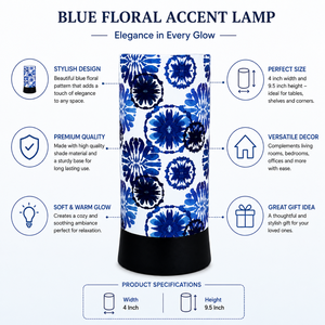 Lámpara de Mesa Decorativa con Acentos Florales Azules, Lámpara LED de Noche para Mesa de Noche, Decoración Moderna para el Hogar, para Dormitorio, Sala de Estar, Oficina, Regalo - Product Image 5