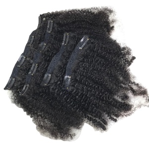 Kinky Curly, Clip-In Hair 100% Raw Virgin Hair Cabello rizado vietnamita, Extensión de cabello humano para mujeres negras - Product Image 1